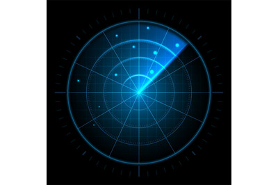 Digital radar screen. Futuristic sonar interface, navigation control m