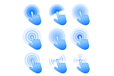 Click icons. Interactive touch gesture&2C; hand pointer clicking&2C; pressin