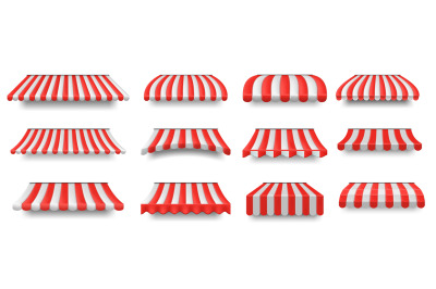 Store sunshade awning. Striped shop and cafe canopies&2C; market stall co