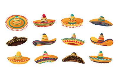 Mexican sombrero. Charro cowboy and mariachi musician hats&2C; Cinco de M