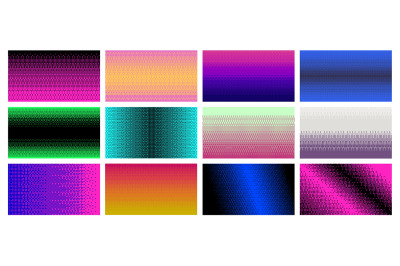 Dithering pixel art pattern backgrounds. Retro bitmap gradients, pixel