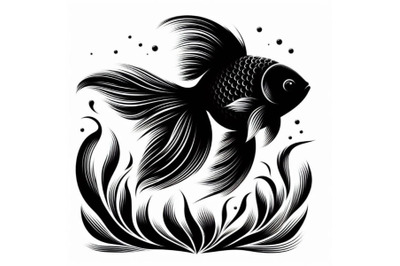 A bundle of One goldfish isolated on a white background