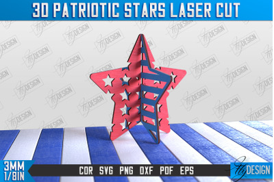 3D Patriotic Star Stand | Decorative Stand | Red White and Blue | CNC