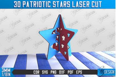 3D Patriotic Star Stand | Decorative Stand | Red White and Blue | CNC