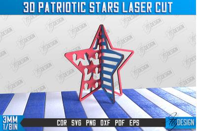 3D Patriotic Star Stand | Decorative Stand | Red White and Blue | CNC