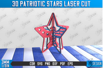 3D Patriotic Star Stand | Decorative Stand | Red White and Blue | CNC