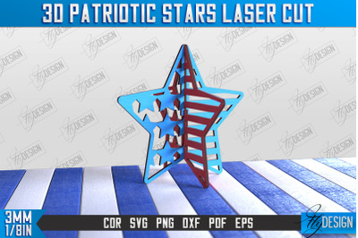 3D Patriotic Star Stand | Decorative Stand | Red White and Blue | CNC