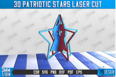 3D Patriotic Star Stand | Decorative Stand | Red White and Blue | CNC