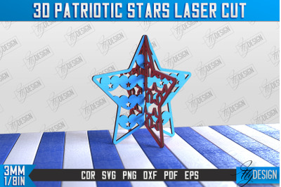 3D Patriotic Star Stand | Decorative Stand | Red White and Blue | CNC