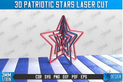 3D Patriotic Star Stand | Decorative Stand | Red White and Blue | CNC