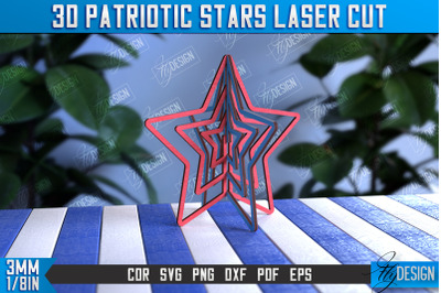 3D Patriotic Star Stand | Decorative Stand | Red White and Blue | CNC