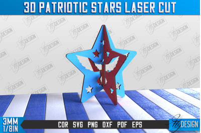 3D Patriotic Star Stand | Decorative Stand | Red White and Blue | CNC