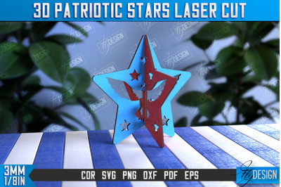 3D Patriotic Star Stand | Decorative Stand | Red White and Blue | CNC