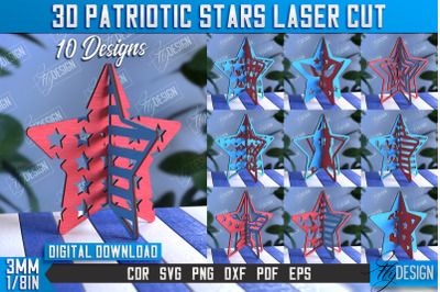 3D Patriotic Star Stand Bundle | Decorative Stand | CNC File