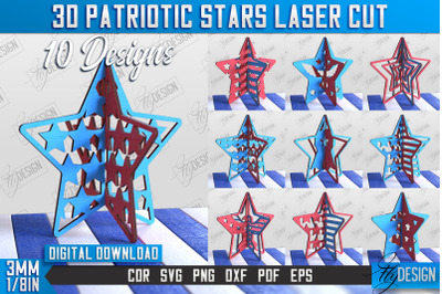 3D Patriotic Star Stand Bundle | Decorative Stand | CNC File