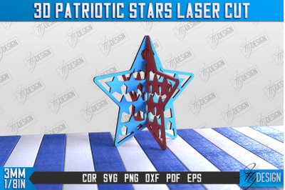 3D Patriotic Star Stand | Decorative Stand | Red White and Blue | CNC