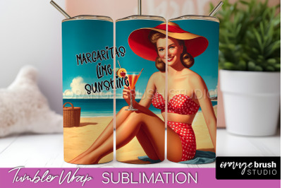 Beach Tumbler Wrap - Sarcastic Pin-up Girl Sublimation