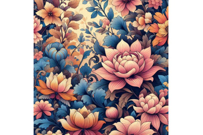 A bundle of floral seamless pattern, colorful natural