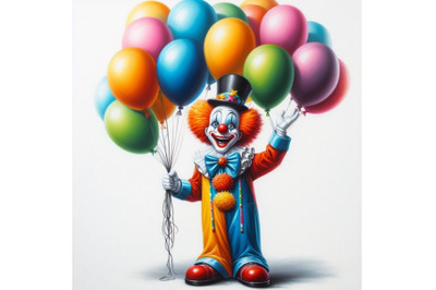 Bundle of funny clown with ballons