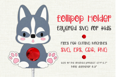Husky Dog | Lollipop Holder | Paper Craft Template