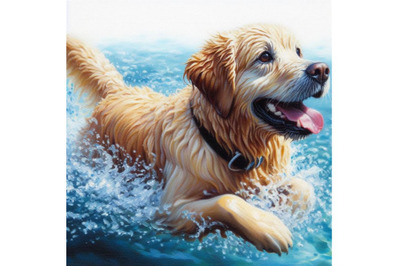 Bundle of a dog exercising - swimming