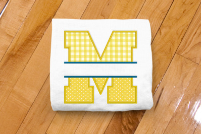 Varsity Letter M Split | Applique Embroidery