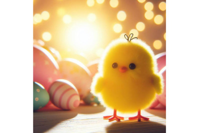 A bundle of a cute happy little yellow Easter chick