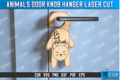 Cat Door Knob Hanger | Children&#039;s Room | Door Sign | Baby Animals |CNC