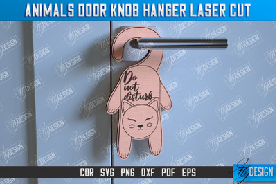 Cat Door Knob Hanger | Children&#039;s Room | Door Sign | Baby Animals |CNC