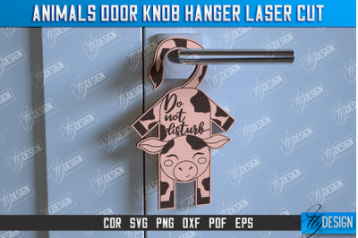 Cow Door Knob Hanger | Children&#039;s Room | Door Sign | Baby Animals |CNC