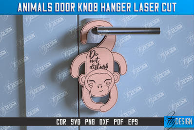 Monkey Door Knob Hanger | Children&amp;&23;039;s Room | Door Sign | Baby Animals
