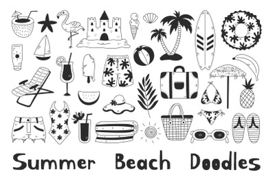 Summer Beach Doodles PNG Clipart