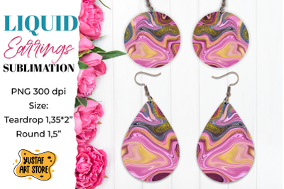 Abstract Earrings Sublimation. Teardrop and Round