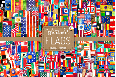 Generic World Flags - Watercolor Montage Papers