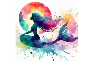 A bundle of watercolor Minimal flwatercolor Watercolor mermaid silhoue