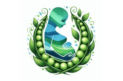 A bundle of watercolor Pregnant wwatercolor Green peas podColorful bac