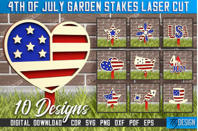 4th of July Garden Stakes Bundle | Plant Marker | Lawn Stakes  | CNC