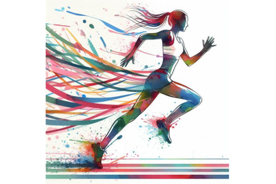 A bundle of watercolor Running athletes vector symbol&2C; sport and compe