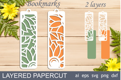 Sunflower bookmarks svg&2C; Layered flower bookmark