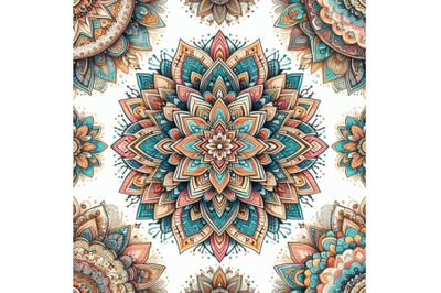 Bundle of Mandala boho hand drawn seamless pattern