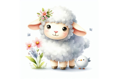 Bundle of cute sheep cartoon