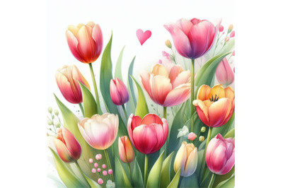 Bundle of Beautiful tulips for Mother`s Day on light background