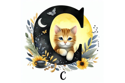 Bundle of animal alphabet C with cat