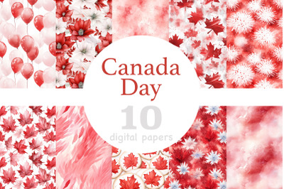 Canada Day Digital Papers | Patriotic Pattern