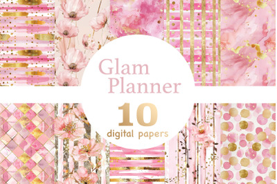 Glam Planner Digital Papers | Pink Seamless Pattern