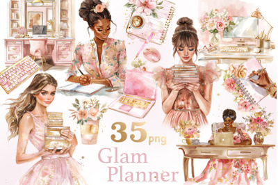 Glam Planner Clipart | Girl Boss Clipart