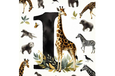 Bundle of animal alphabet I with Giraffe