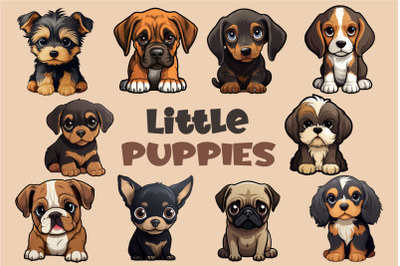 Cartoon Little Puppies. TShirt Sticker.
