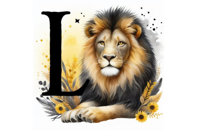 Bundle of animal alphabet L with Lion