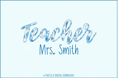 Teacher Floral Png, Blue Willow Filled Design Png, Teacher Gift, Teach Love Inspire, Back To school, Teacher Appreciation